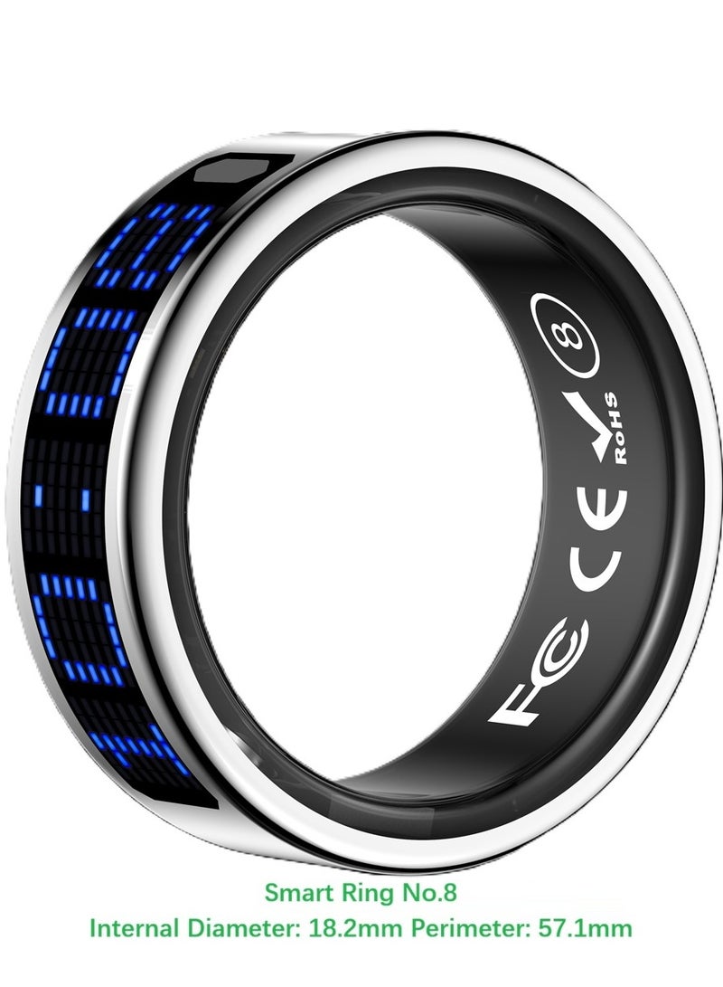 general Smart Ring SR16 for Heart Rate Monitoring, Blood Oxygen Monitoring, Sleep Monitoring, Motion Detection, Multi-Functional Display, All-Weather Protect Your Health with Caller ID Reminder, IP68 Waterproof, Black No.8, Internal Diameter: 18.2mm, Perimeter: 57.1mm - Image 1